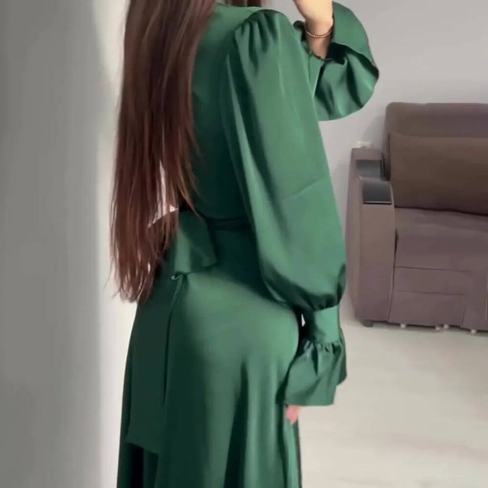 Long Sleeve High Neck Maxi Dress – Elegant Formal Fit