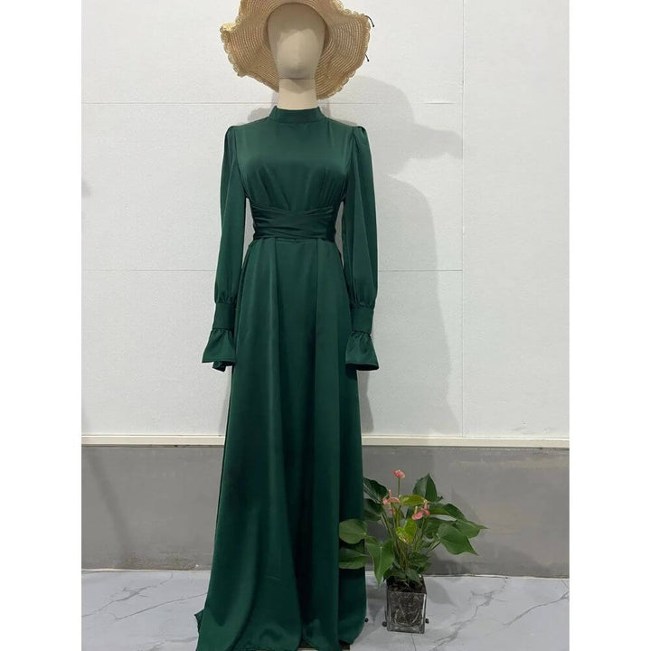 Long Sleeve High Neck Maxi Dress – Elegant Formal Fit