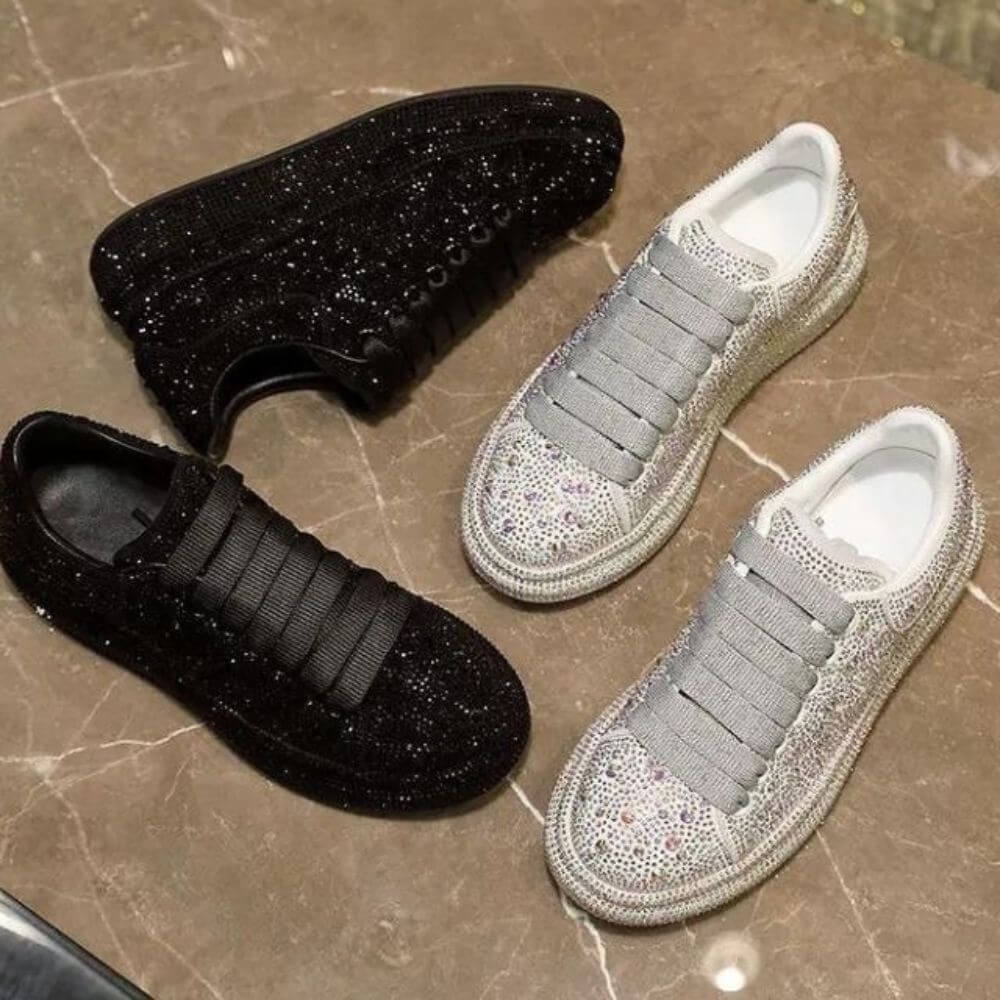 Comfortable Rhinestone Platform Sneakers for Women