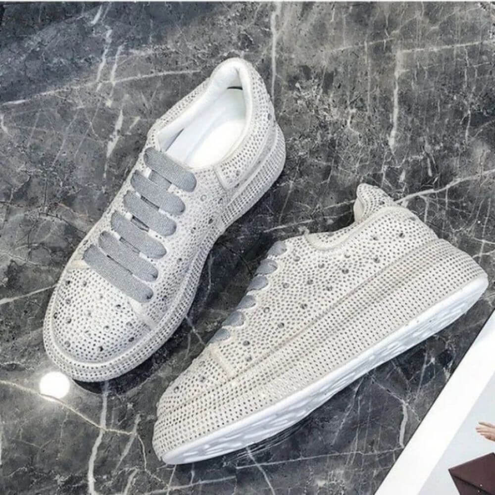 Comfortable Rhinestone Platform Sneakers for Women