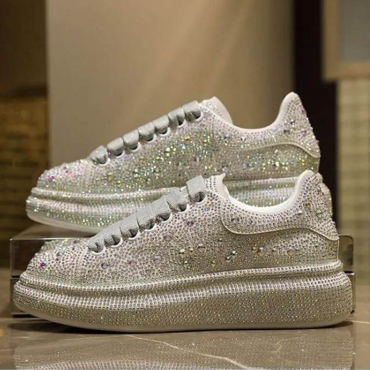 Comfortable Rhinestone Platform Sneakers for Women
