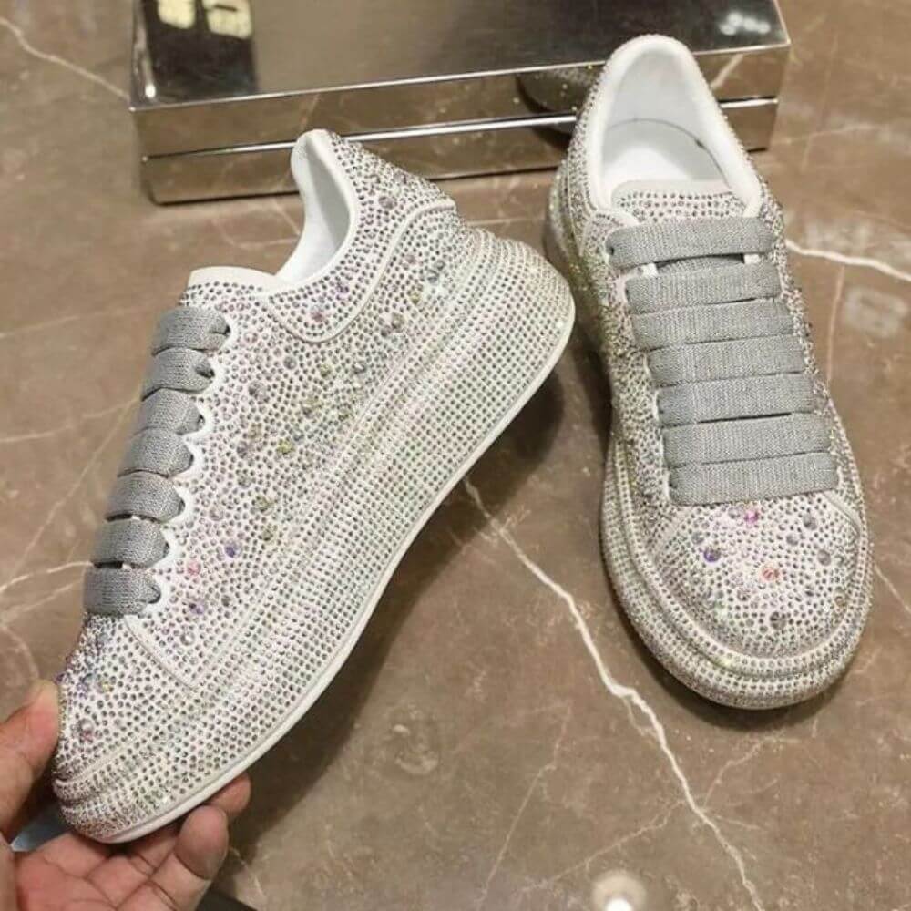 Comfortable Rhinestone Platform Sneakers for Women