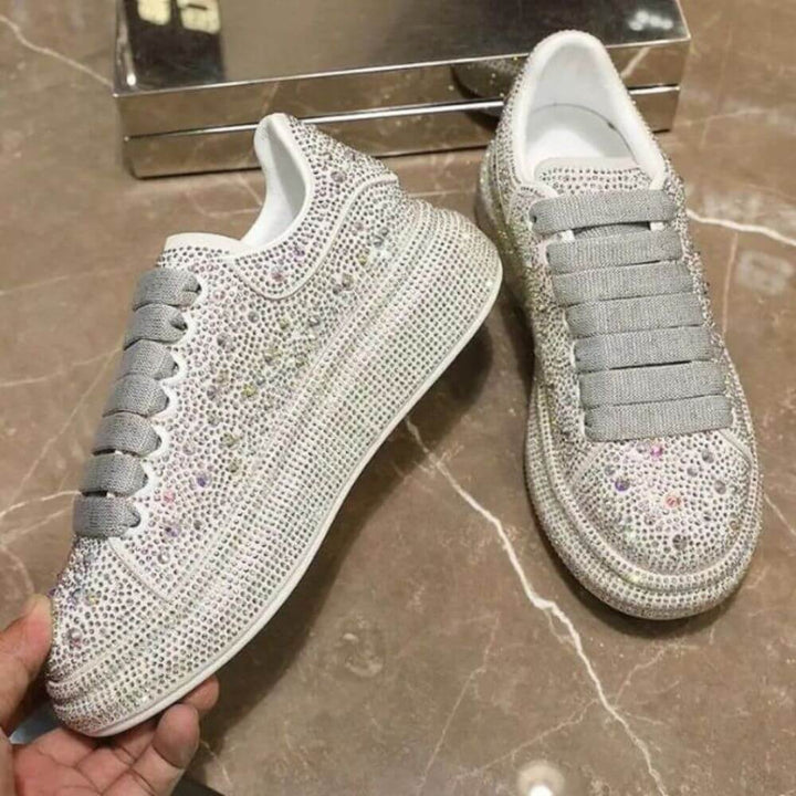 Comfortable Rhinestone Platform Sneakers for Women