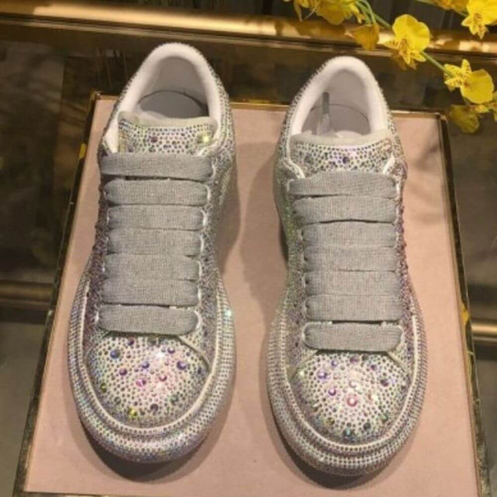 Comfortable Rhinestone Platform Sneakers for Women