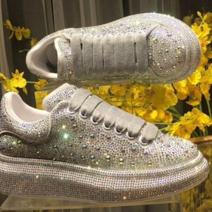 Comfortable Rhinestone Platform Sneakers for Women