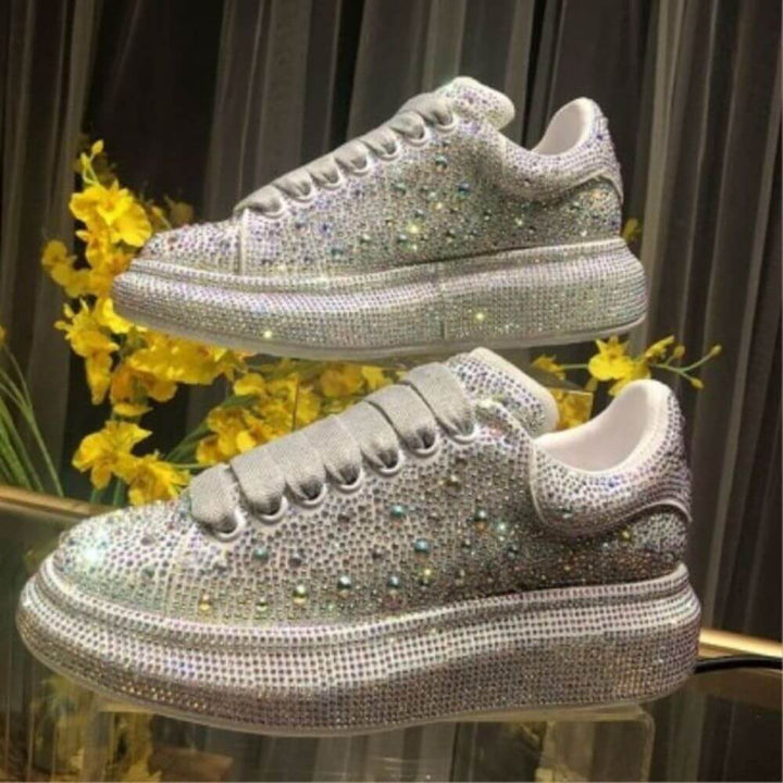 Comfortable Rhinestone Platform Sneakers for Women