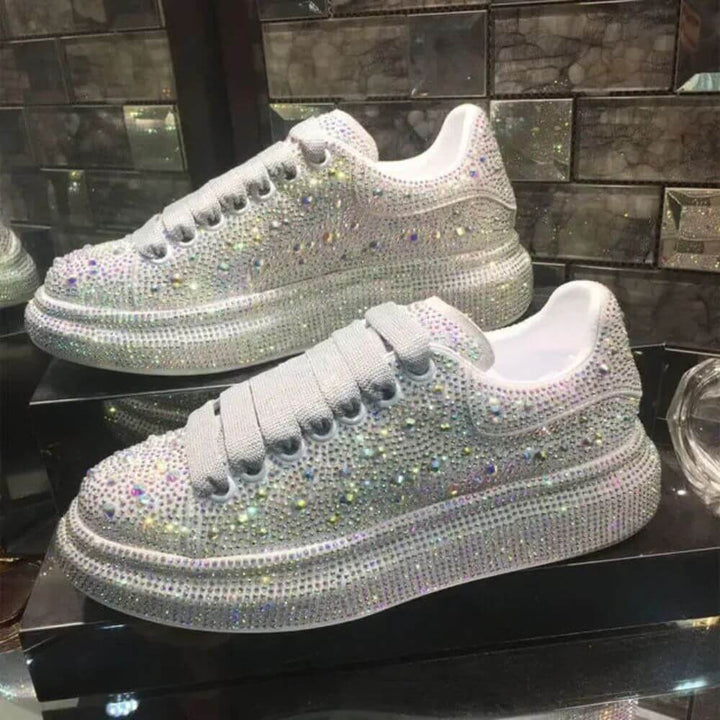 Comfortable Rhinestone Platform Sneakers for Women