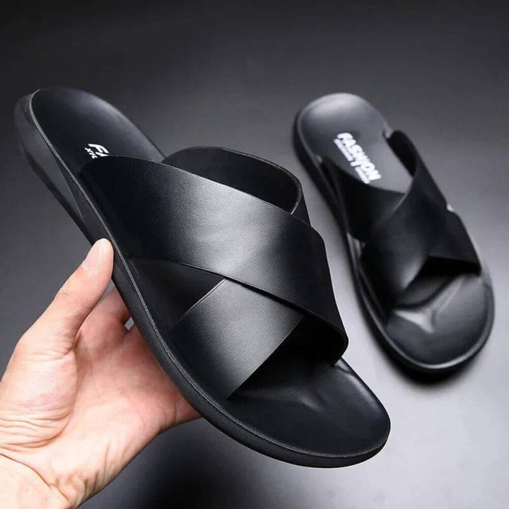 Comfortable Cross-Strap Slide Sandals for Men