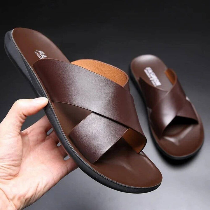 Comfortable Cross-Strap Slide Sandals for Men