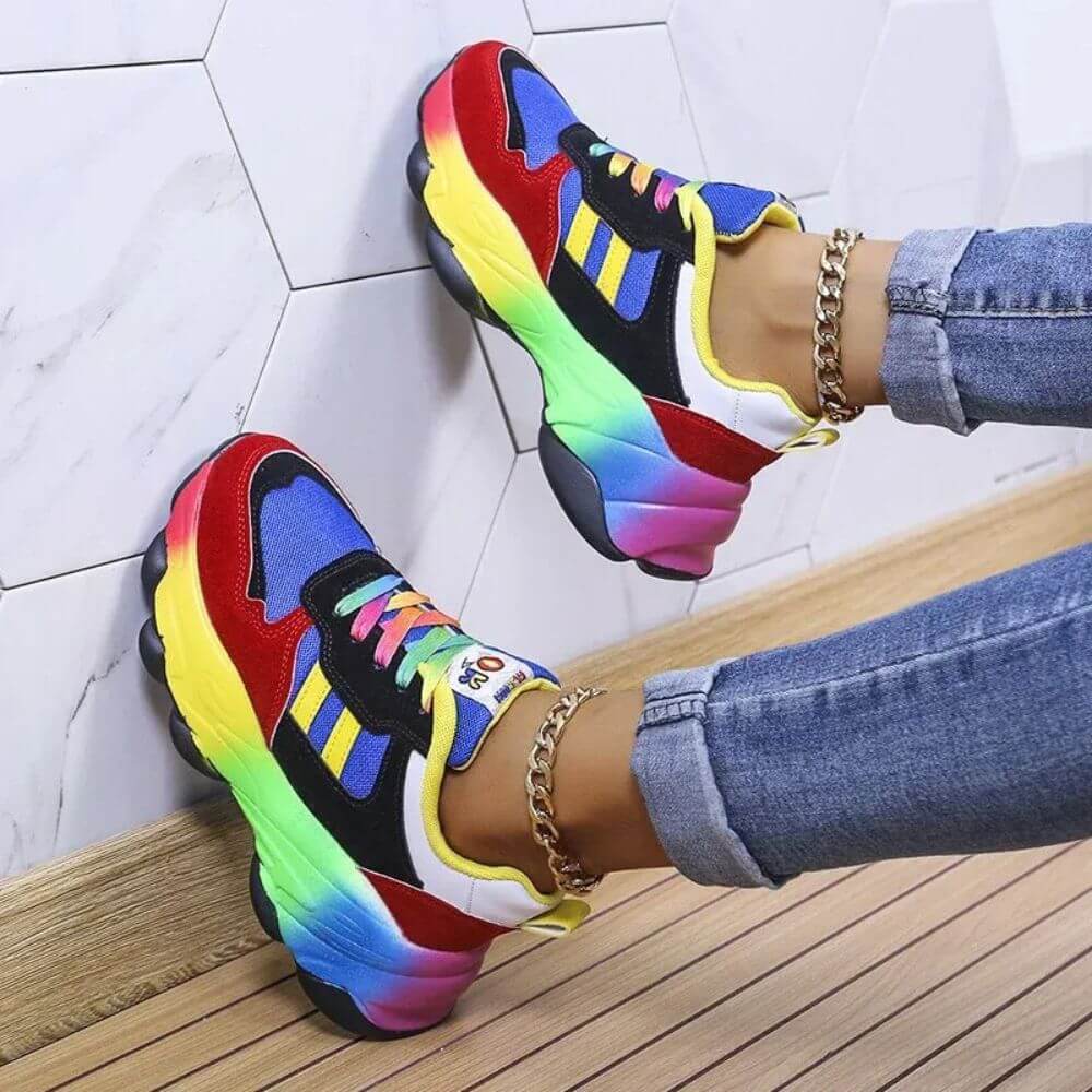 Comfortable Multicolour Casual Rainbow Sneakers
