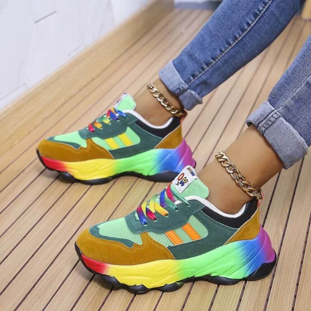 Comfortable Multicolour Casual Rainbow Sneakers