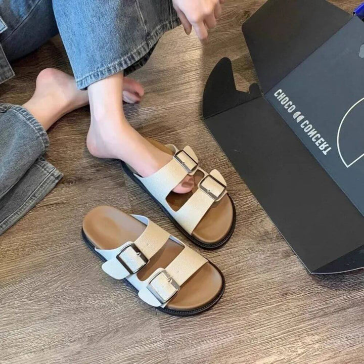 Comfortable Casual Double Buckle Slide Sandals