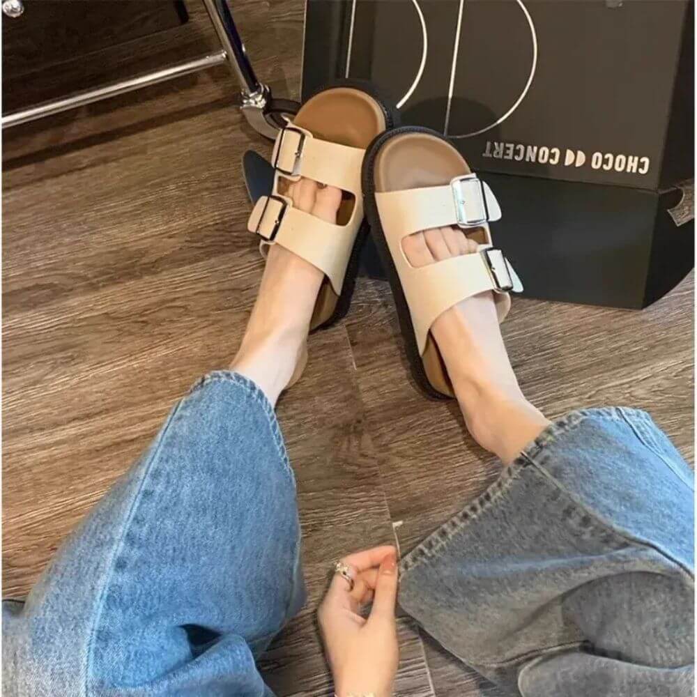 Comfortable Casual Double Buckle Slide Sandals