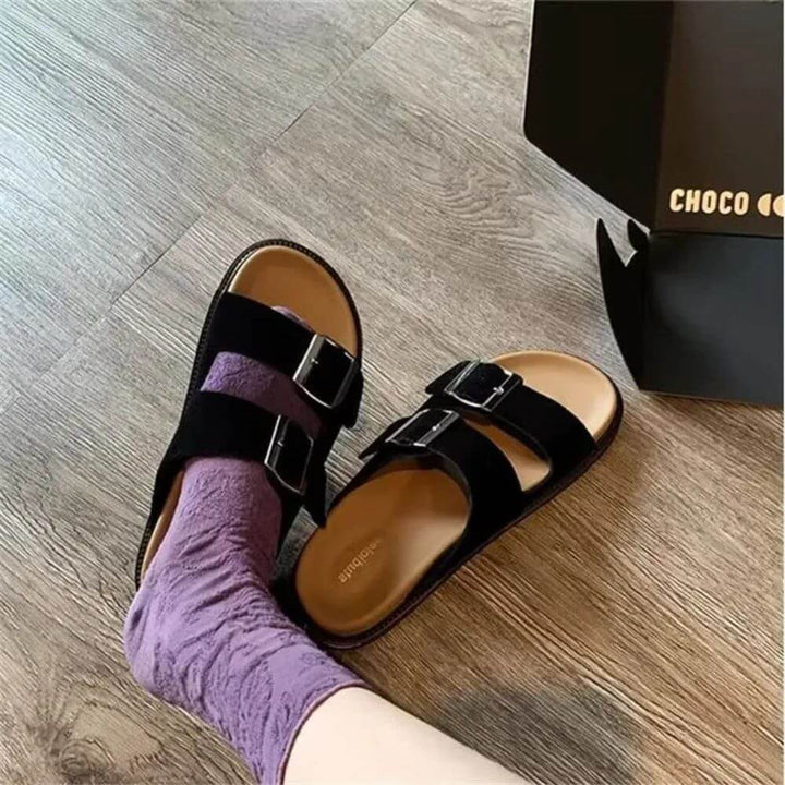 Comfortable Casual Double Buckle Slide Sandals