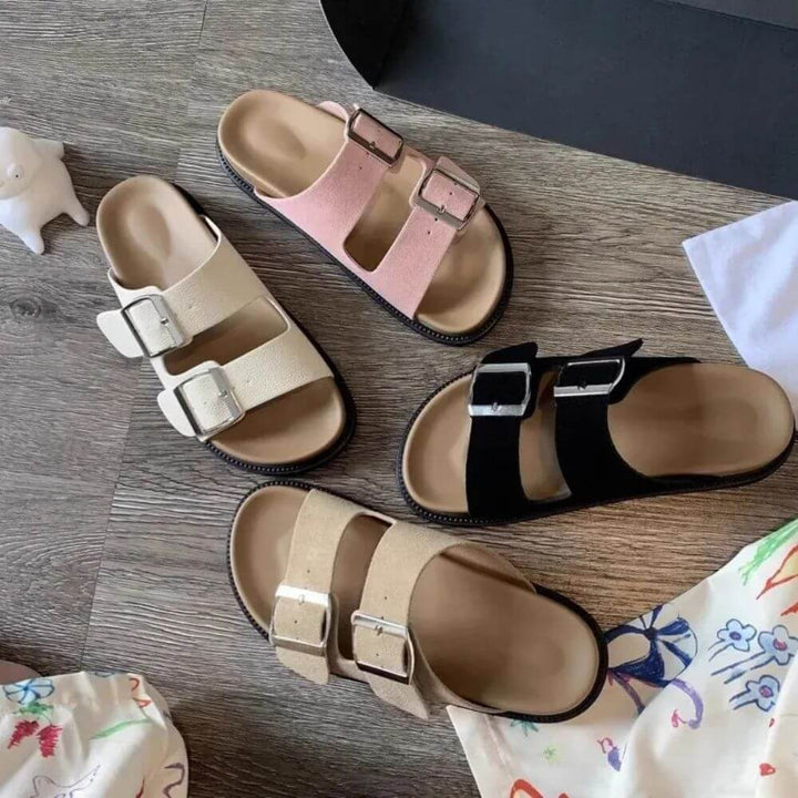Comfortable Casual Double Buckle Slide Sandals