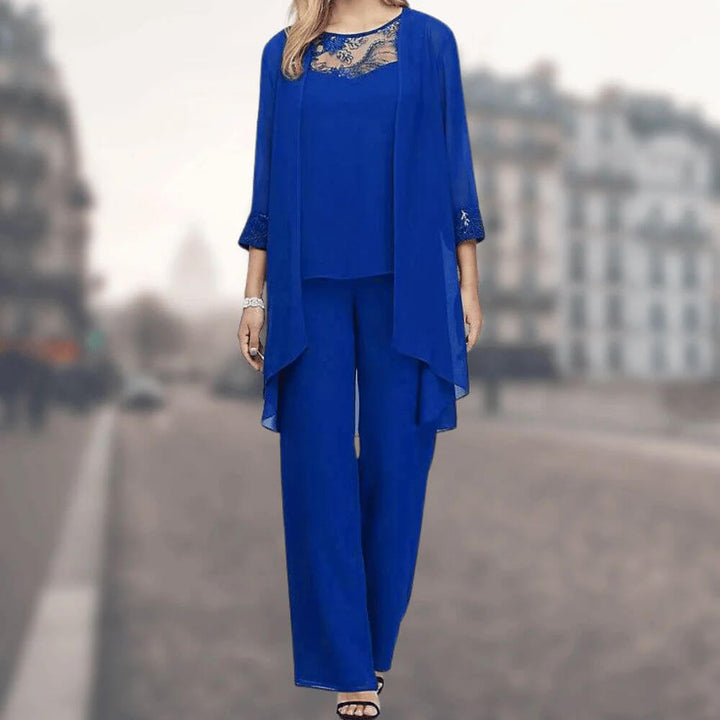Elegant 3-Piece Trouser Set for Women – Jacket, Top & Trousers
