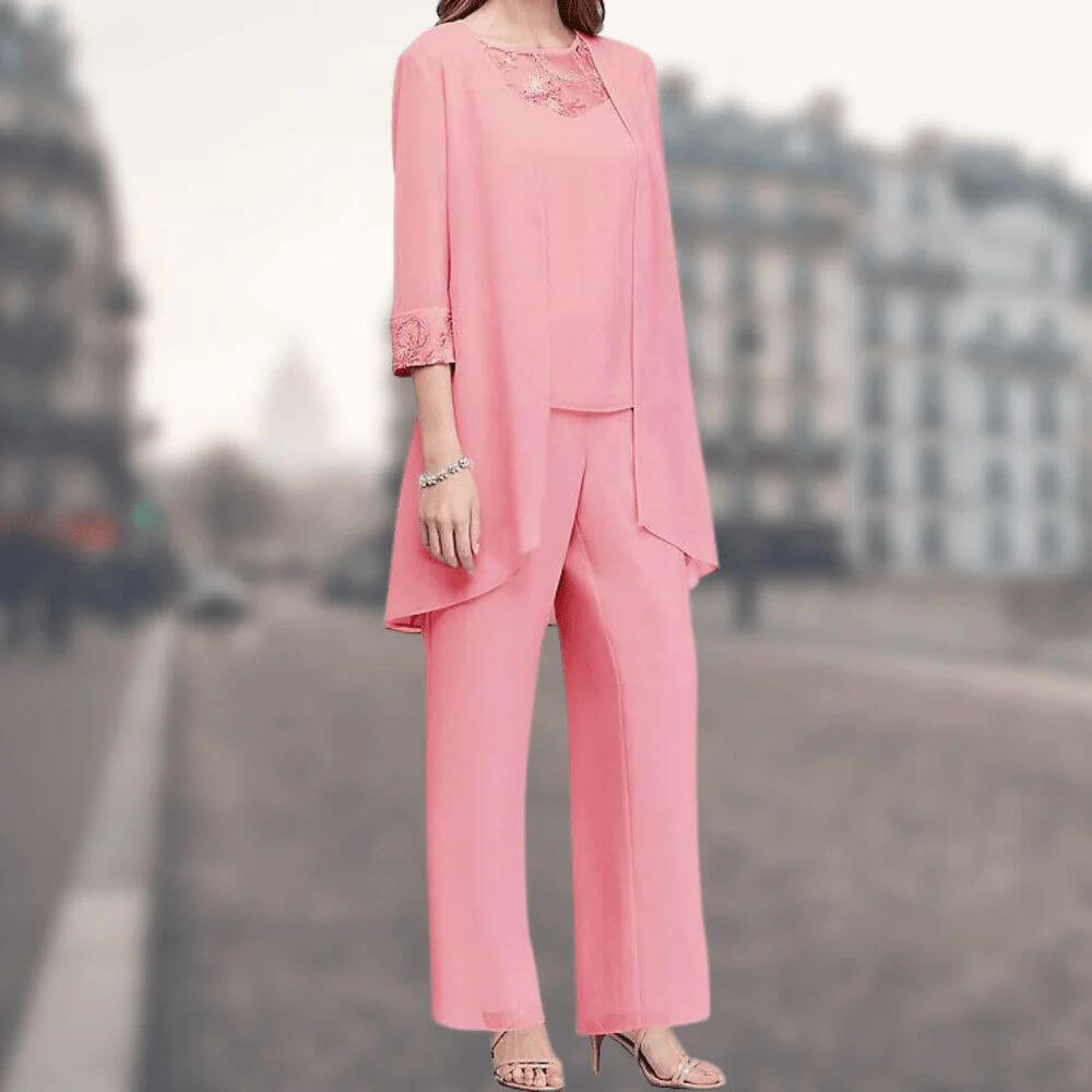 Elegant 3-Piece Trouser Set for Women – Jacket, Top & Trousers