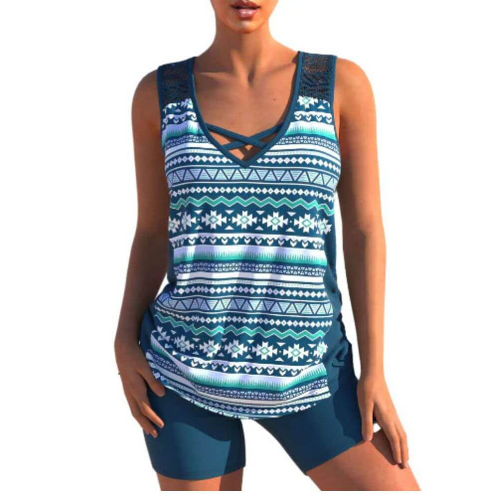 Tankini Swimwear Set with Shorts – Stylish Two-Piece Swimsuit for Women