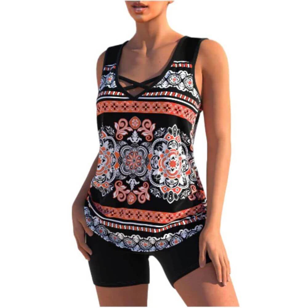 Tankini Swimwear Set with Shorts – Stylish Two-Piece Swimsuit for Women