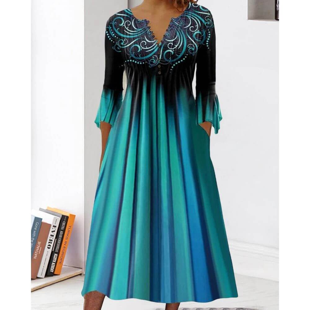 Boho A-Line Midi Dress – Casual Summer Style for Women