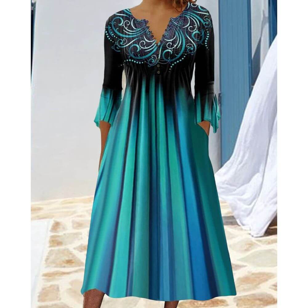 Boho A-Line Midi Dress – Casual Summer Style for Women