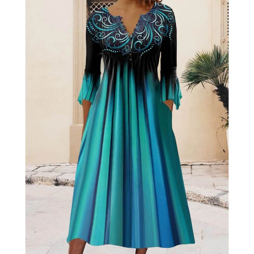 Boho A-Line Midi Dress – Casual Summer Style for Women