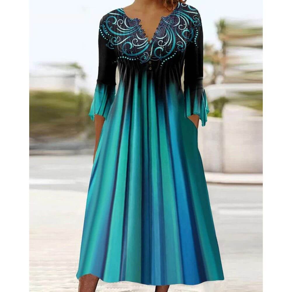 Boho A-Line Midi Dress – Casual Summer Style for Women