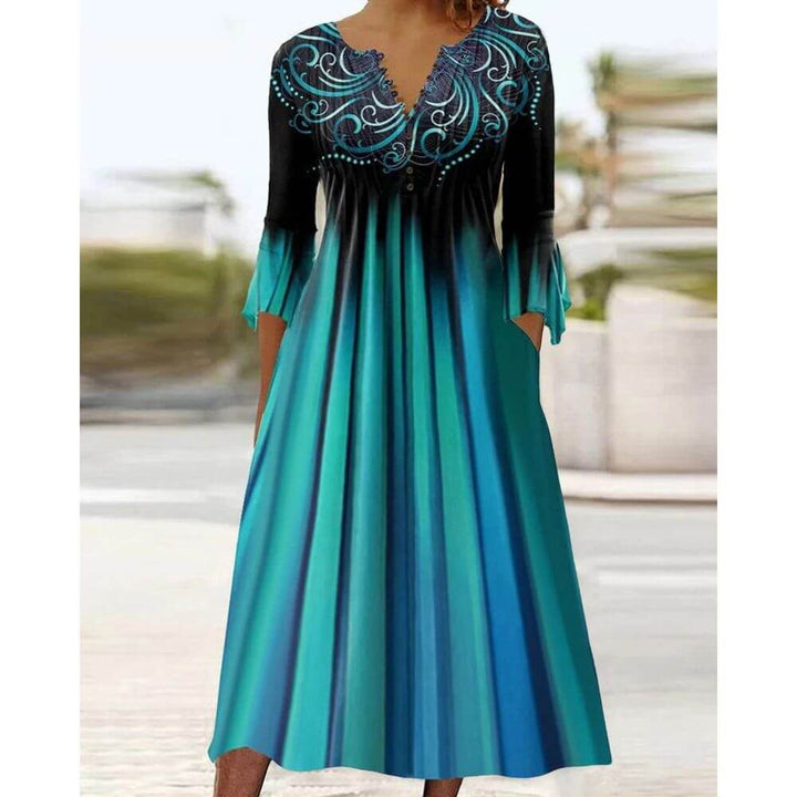 Boho A-Line Midi Dress – Casual Summer Style for Women