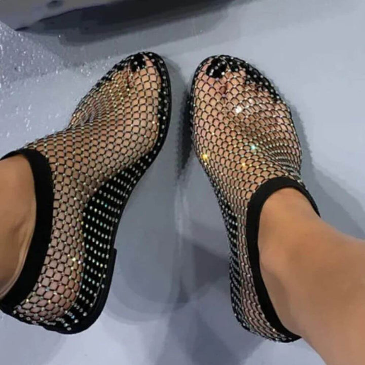 Comfortable Slip-On Rhinestone Ankle Sandals for Women