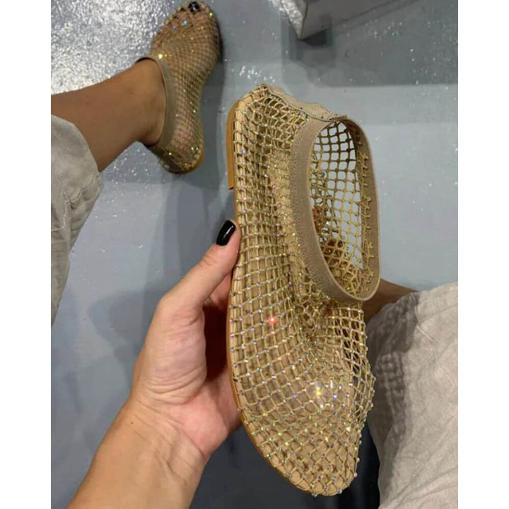 Comfortable Slip-On Rhinestone Ankle Sandals for Women