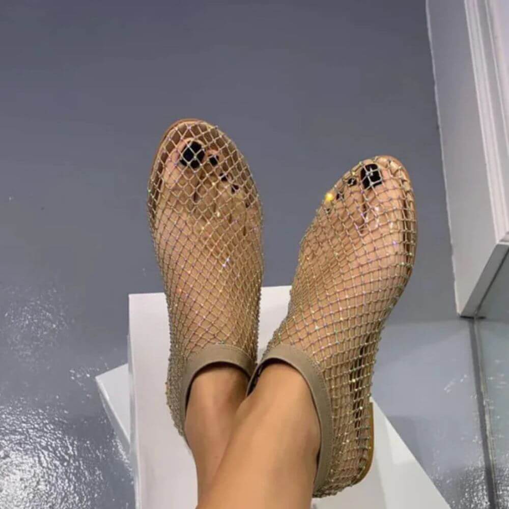 Comfortable Slip-On Rhinestone Ankle Sandals for Women