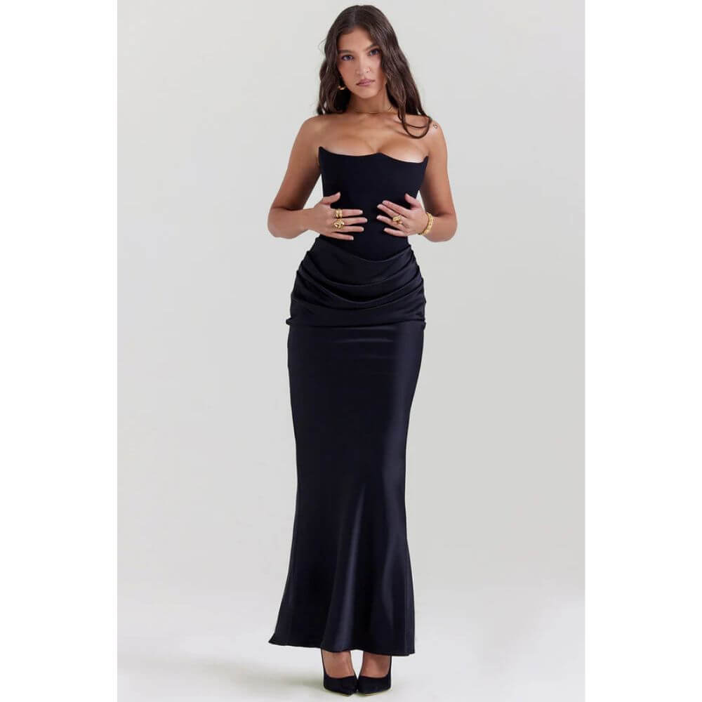 Strapless Bodycon Evening Dress – Elegant Slim Fit Gown