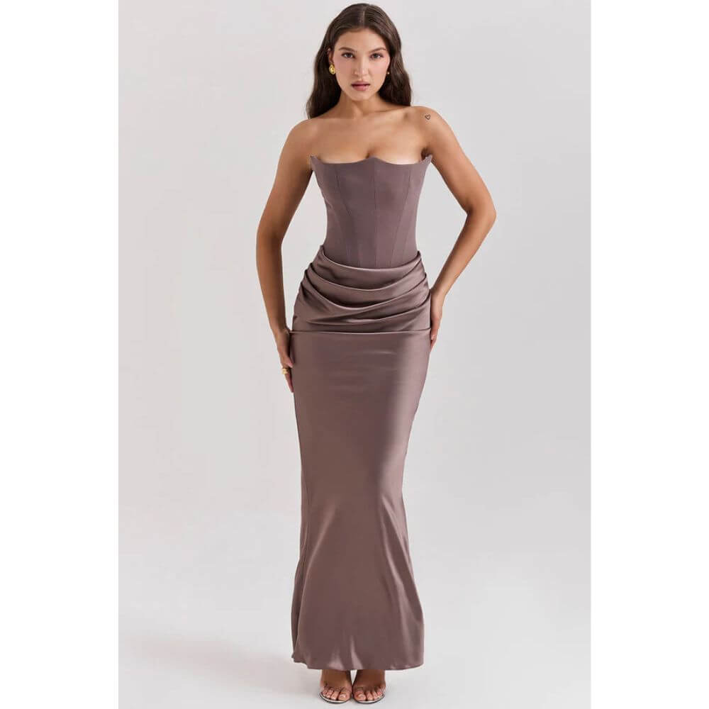 Strapless Bodycon Evening Dress – Elegant Slim Fit Gown