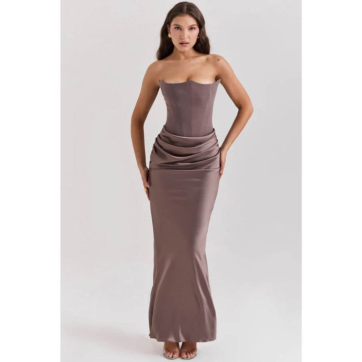 Strapless Bodycon Evening Dress – Elegant Slim Fit Gown