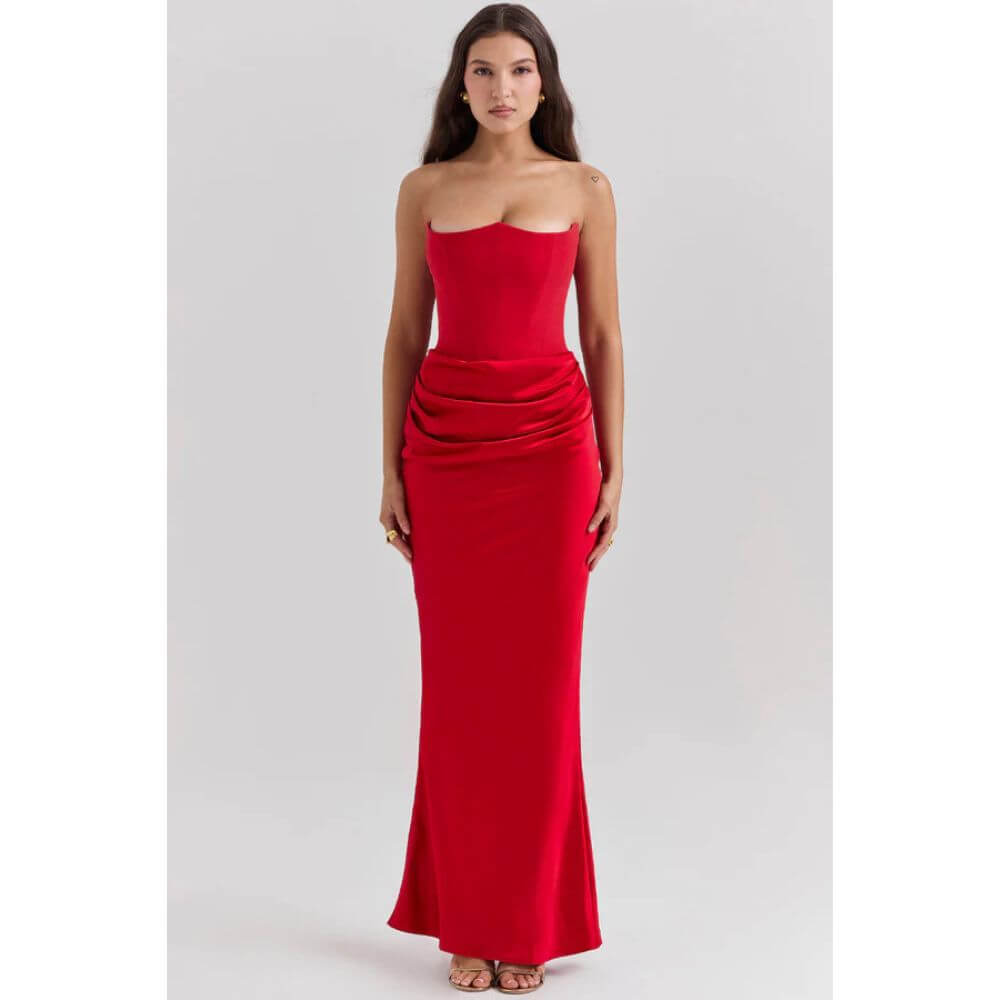 Strapless Bodycon Evening Dress – Elegant Slim Fit Gown