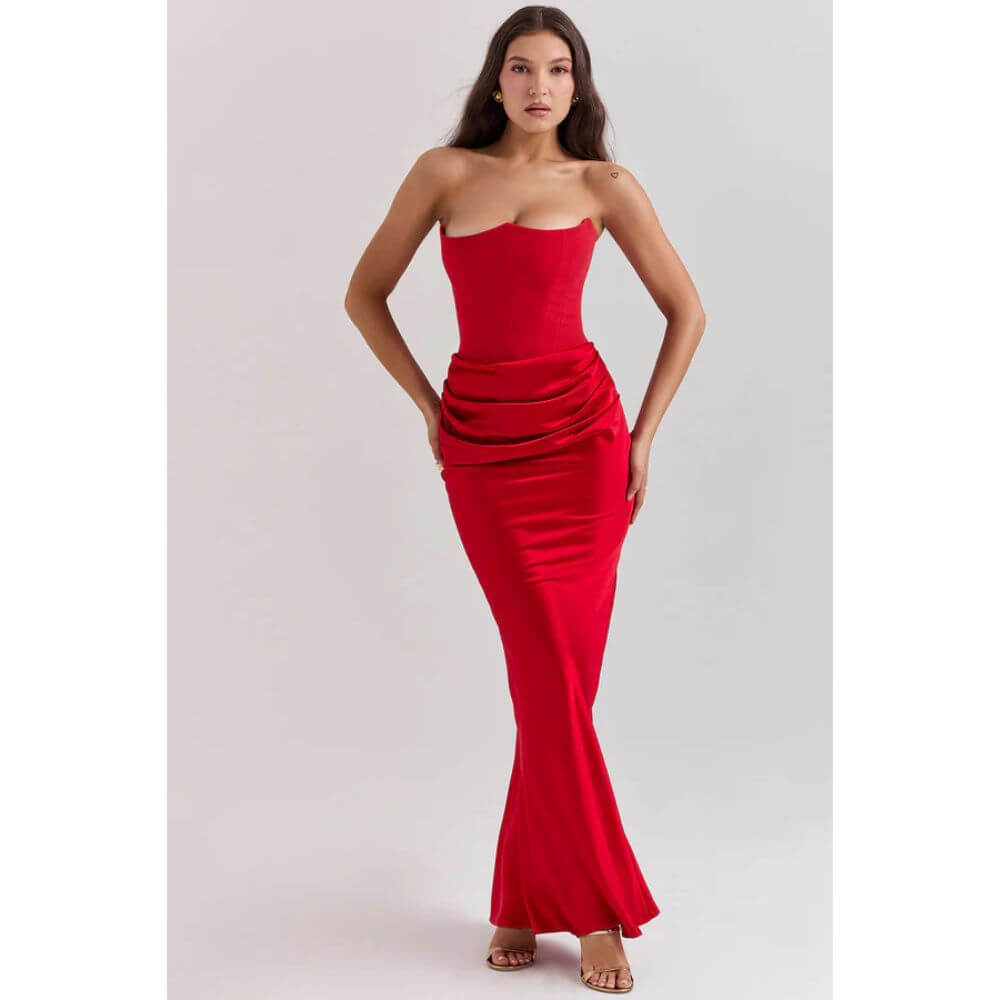 Strapless Bodycon Evening Dress – Elegant Slim Fit Gown