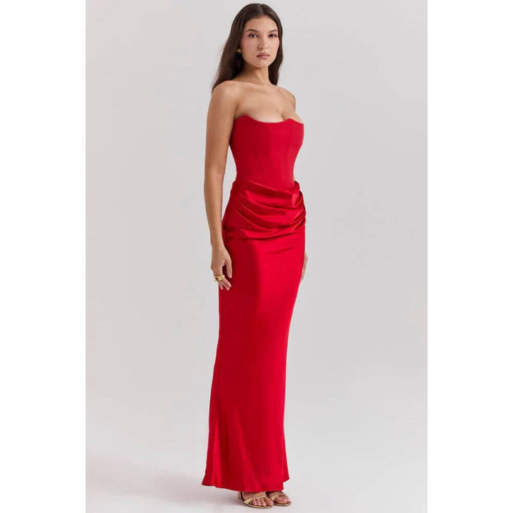 Strapless Bodycon Evening Dress – Elegant Slim Fit Gown