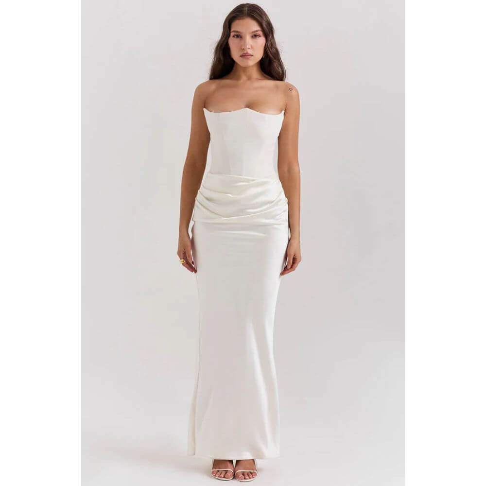 Strapless Bodycon Evening Dress – Elegant Slim Fit Gown