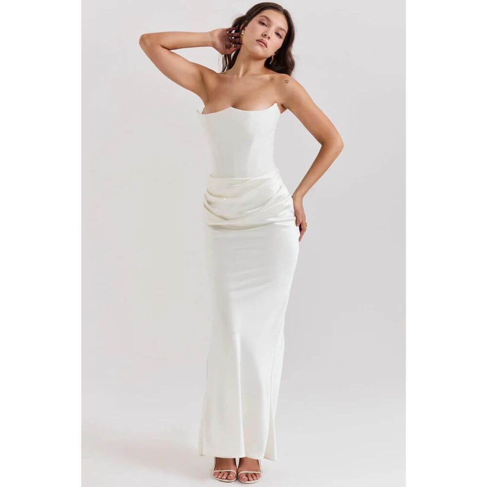 Strapless Bodycon Evening Dress – Elegant Slim Fit Gown