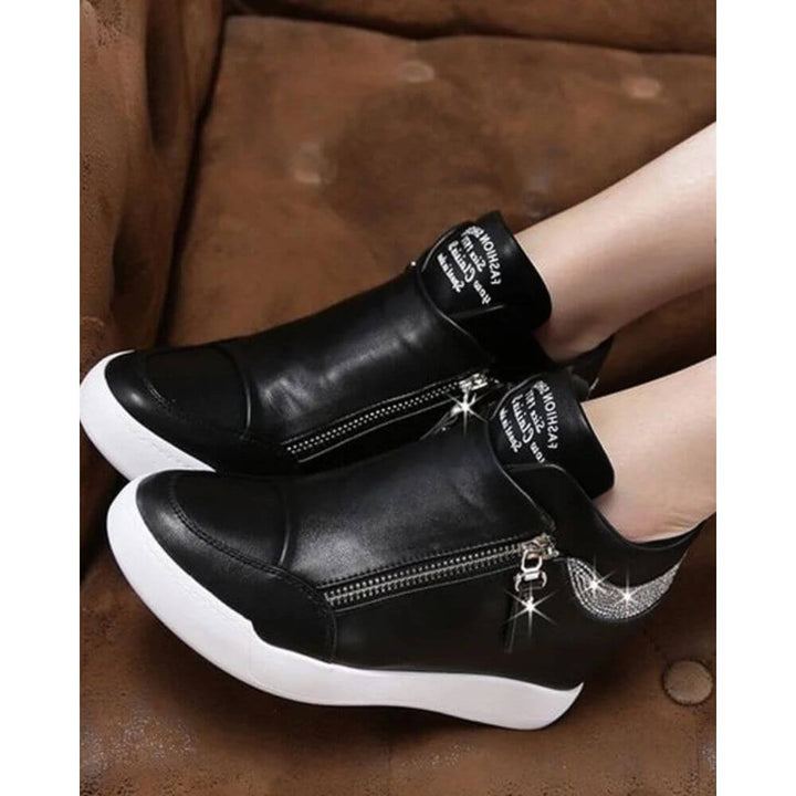 Comfortable Casual Wedge Sneakers With Zip