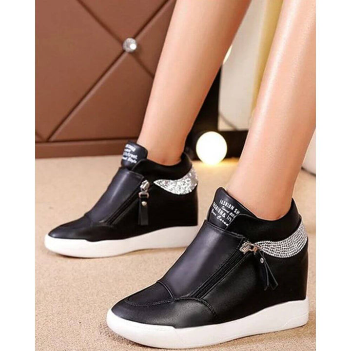 Comfortable Casual Wedge Sneakers With Zip