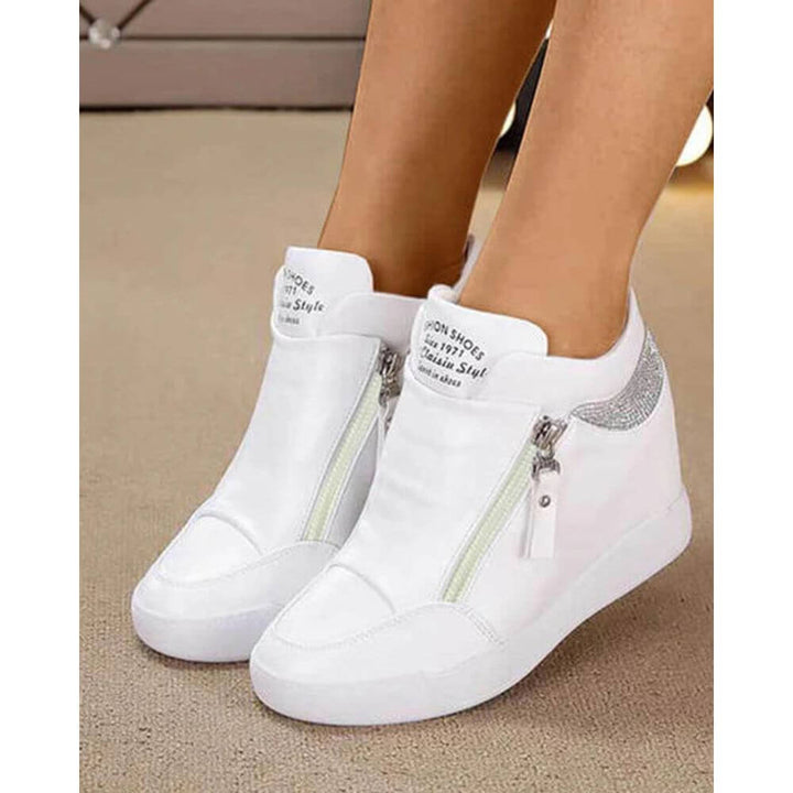 Comfortable Casual Wedge Sneakers With Zip