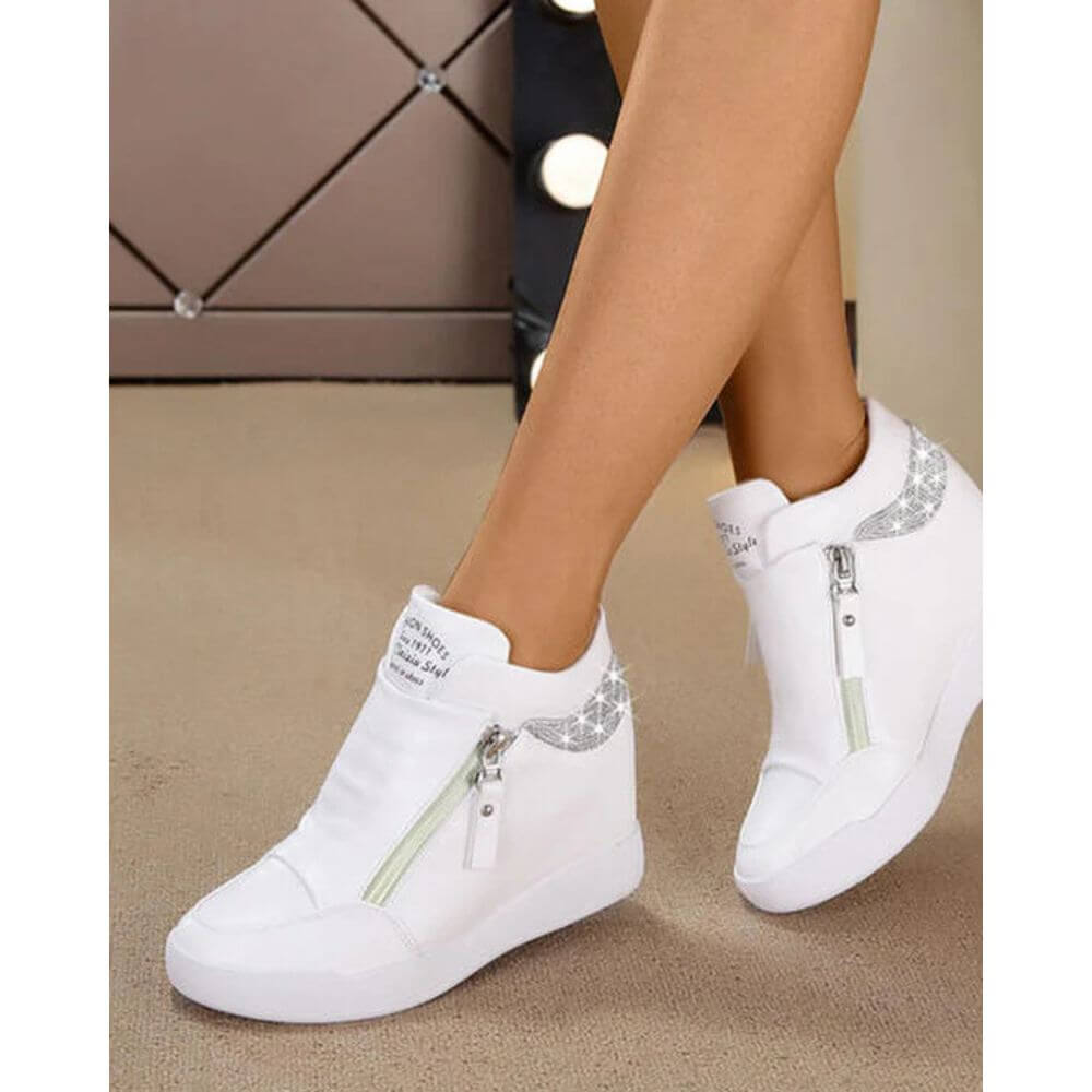 Comfortable Casual Wedge Sneakers With Zip