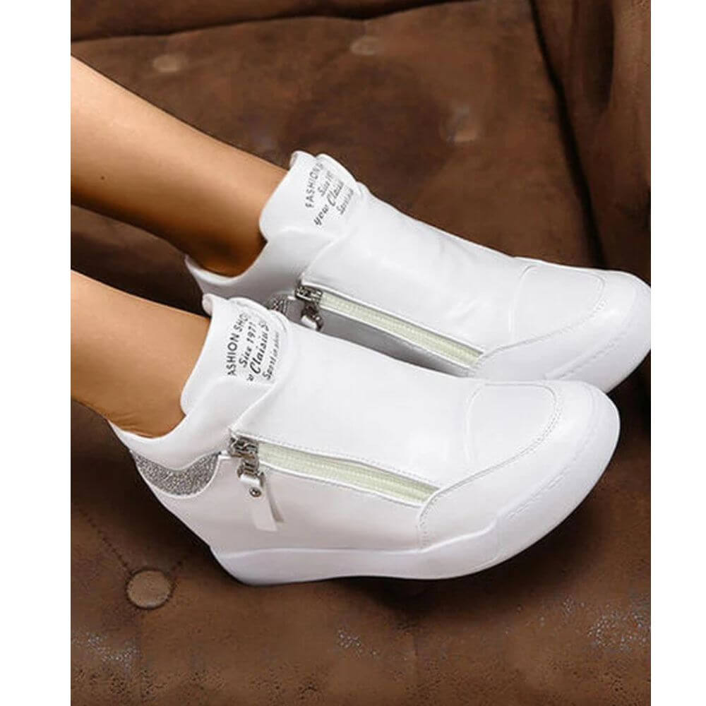 Comfortable Casual Wedge Sneakers With Zip