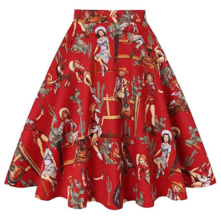 Vintage A-Line Flared Skirt – Elegant High Waist Casual Fit
