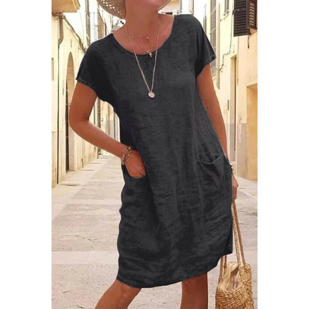 Casual Short Sleeve Tunic Dress for Women – Relaxed Fit Summer Style