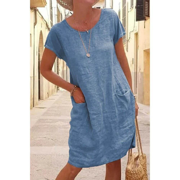 Casual Short Sleeve Tunic Dress for Women – Relaxed Fit Summer Style