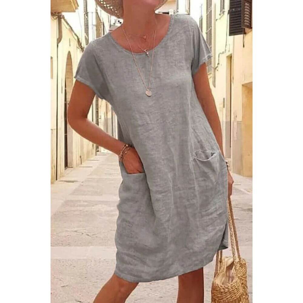 Casual Short Sleeve Tunic Dress for Women – Relaxed Fit Summer Style