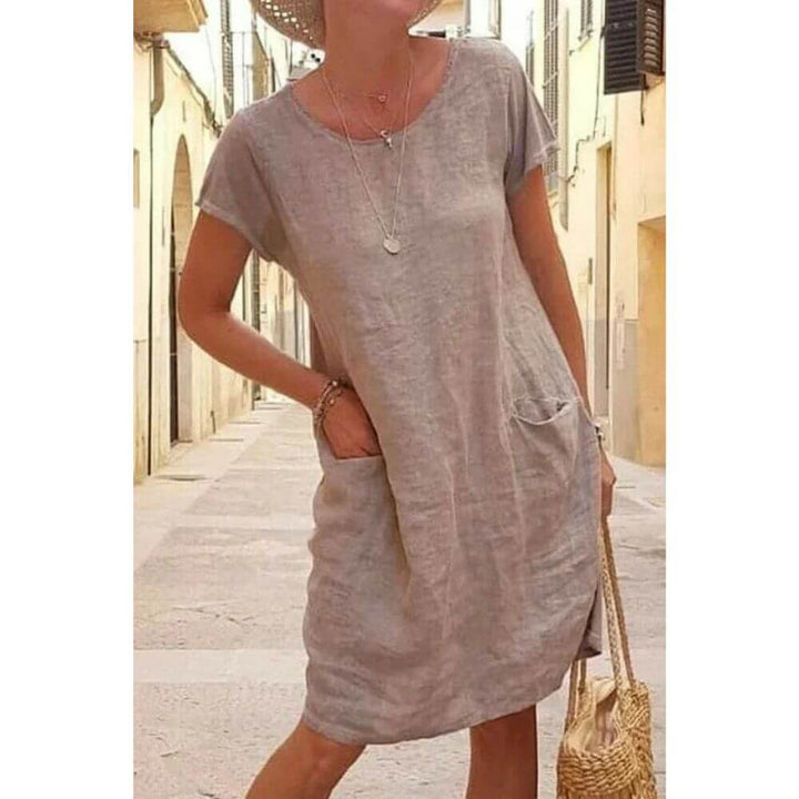 Casual Short Sleeve Tunic Dress for Women – Relaxed Fit Summer Style