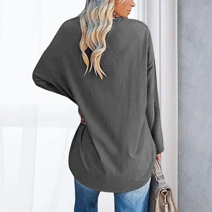 Casual V-Neck Long Sleeve Tunic Top for Women – Stylish Everyday Fit